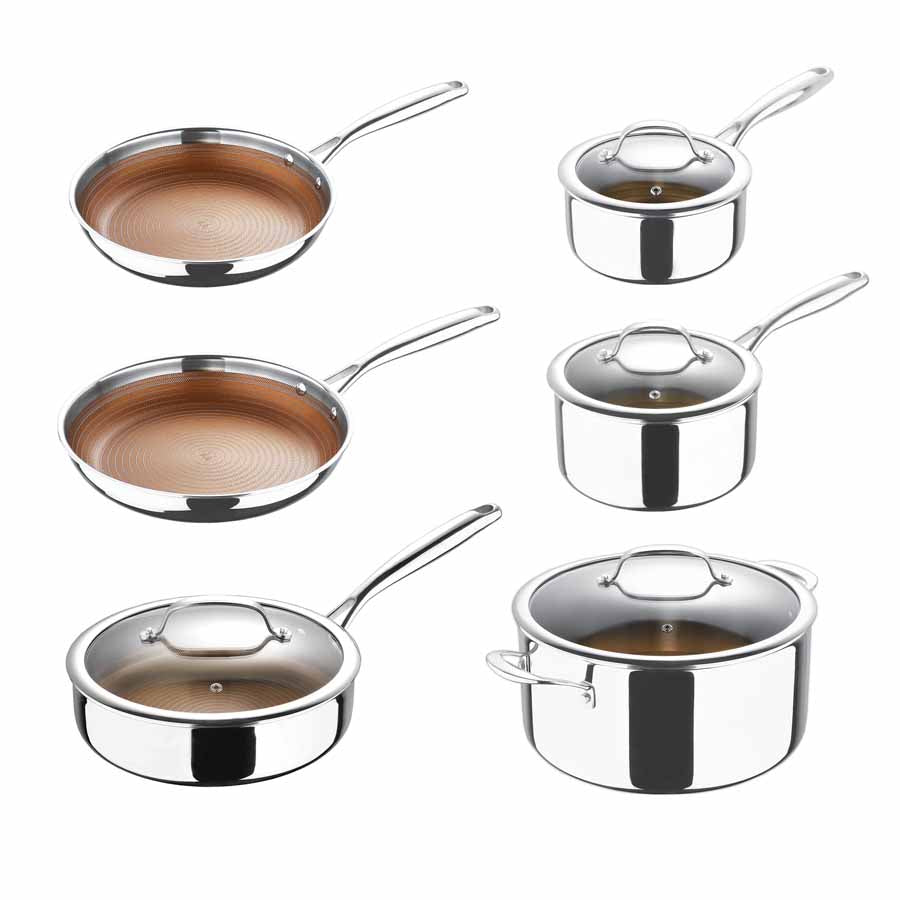 Tri-Ply Clad 12 PC Stainless Steel Cookware Set with Glass Lids