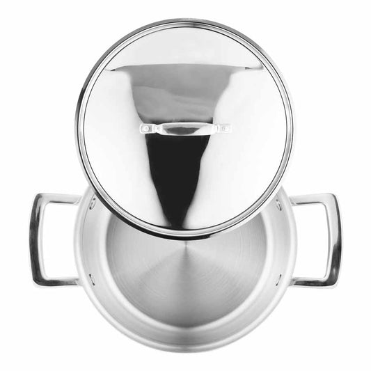 MasterPRO Smart by - 3 PC Stainless Steel Nesting Stock Pot Set with Flat Glass Lids,Polished MPUS10209-STS