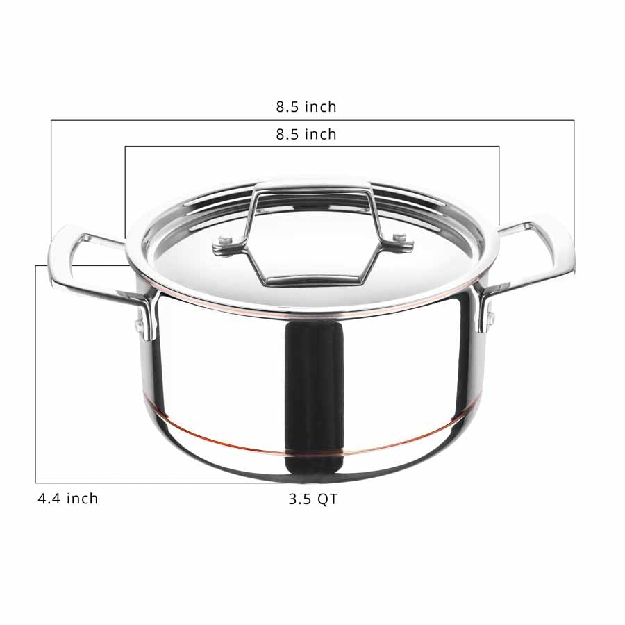 MasterPRO Smart by - 3 PC Stainless Steel Nesting Stock Pot Set with Flat Glass Lids,Polished MPUS10209-STS