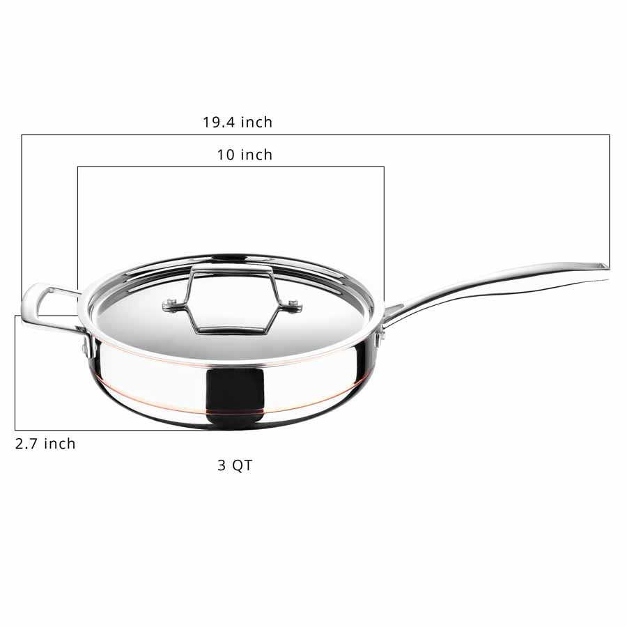Pro-Series 5-ply Bonded Stainless Steel 3 Quart Saute Pan – Health