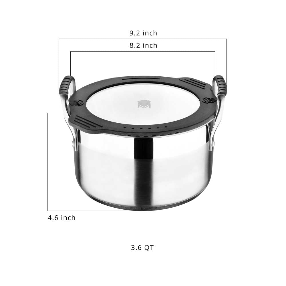 Smart by MasterPRO - 3.6 Qt Nesting Stainless Steel Stock Pot with Flat Glass Lid