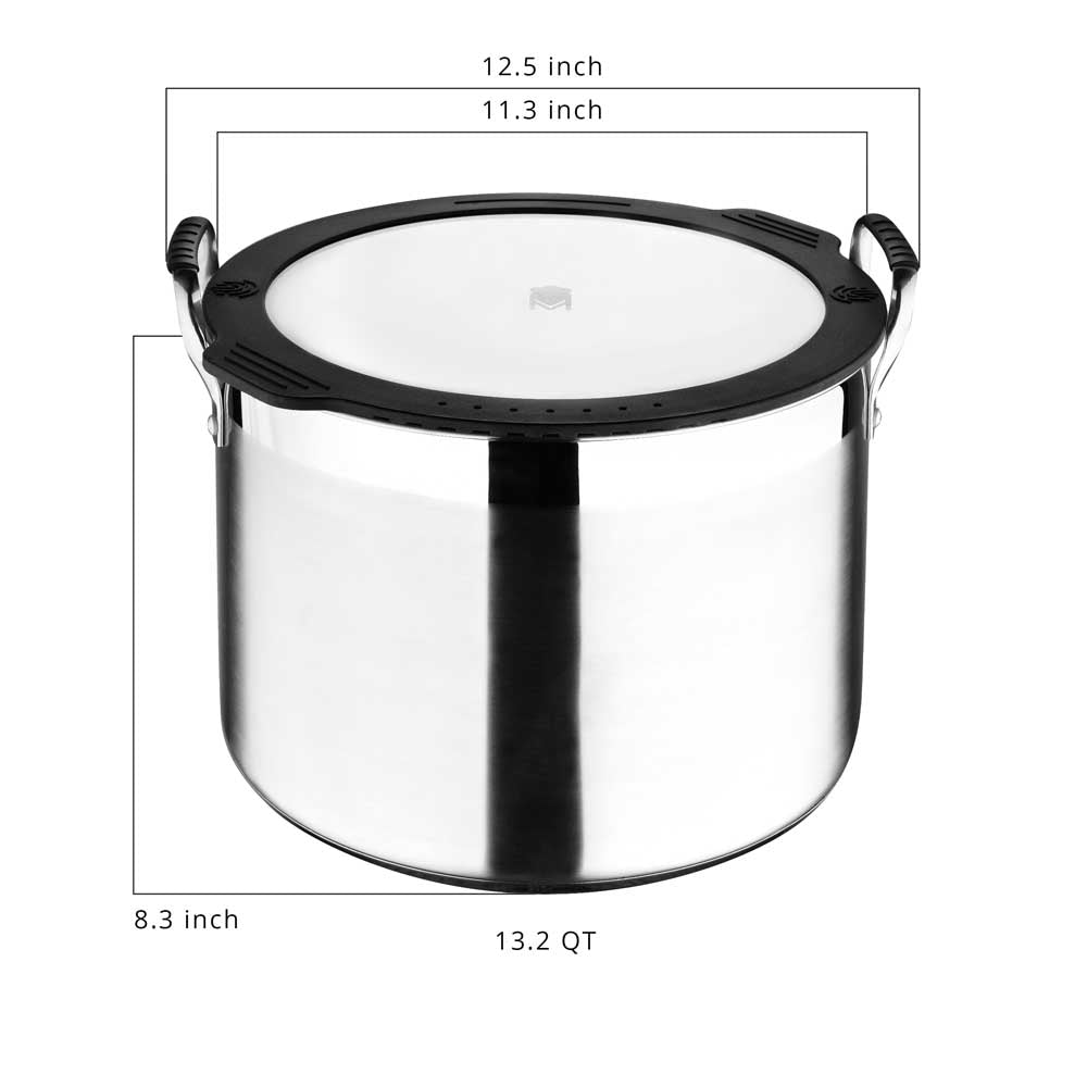 Smart by MasterPRO - 13.2 Qt Nesting Stainless Steel Stock Pot with Flat Glass Lid