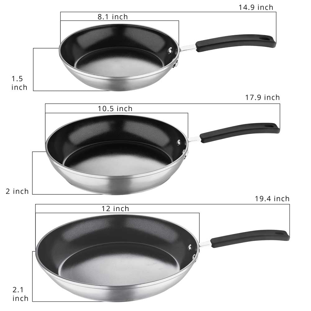 Smart by - 3 Pc, 8, 10 & 12 Forged Aluminum Nesting Fry Pan Set
