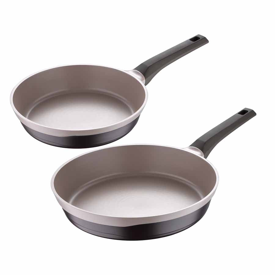 MasterPRO 2-Piece Gastro Titanium Durable Cast Aluminum Fry Pan Set, Brown