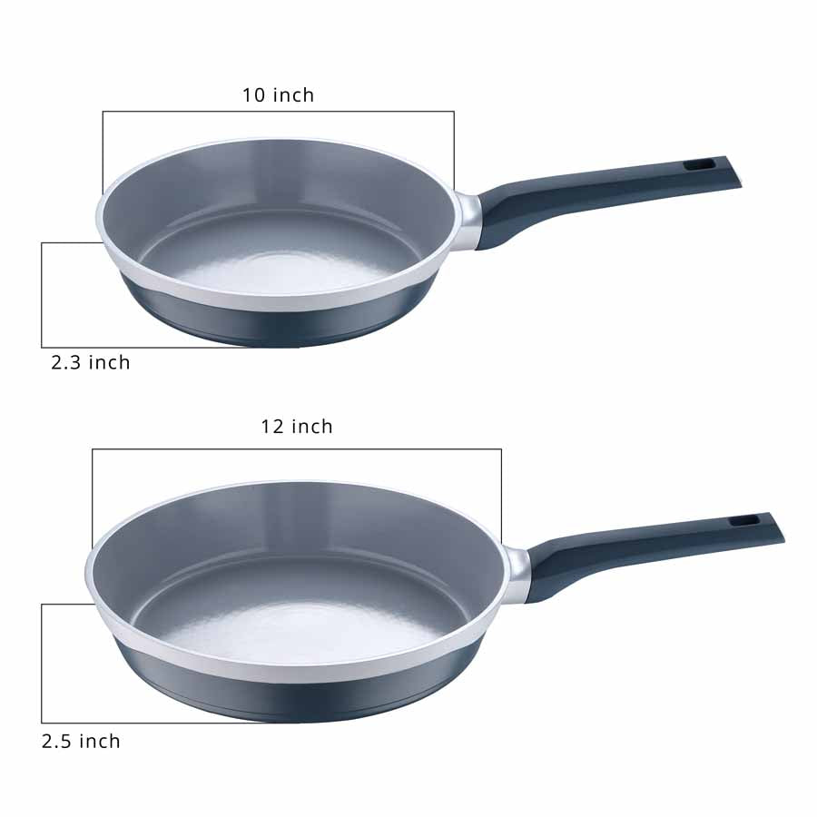 Gastro Ceramic by MasterPRO - 2 Pc, 9.5" & 11" Cast Aluminum Fry Pan Set, Gray