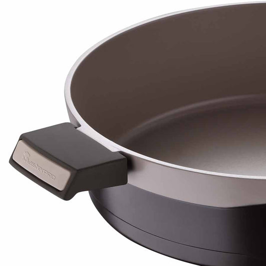 Gastro Titanium by MasterPRO - 12.5" 5.2 Qt Cast Aluminum Everyday Pan, Brown