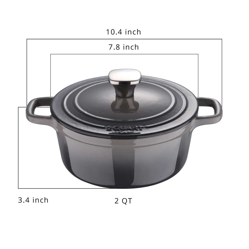 Legacy by MasterPRO - 2 Qt Legacy Enamel Cast Iron Dutch Oven, Fog