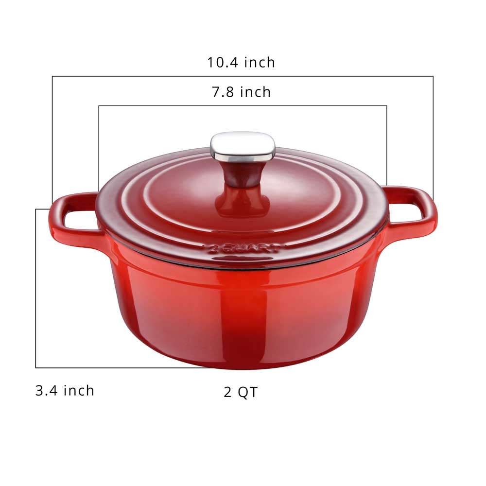 Legacy by MasterPRO - 2 Qt Enamel Cast Iron Dutch Oven, Red