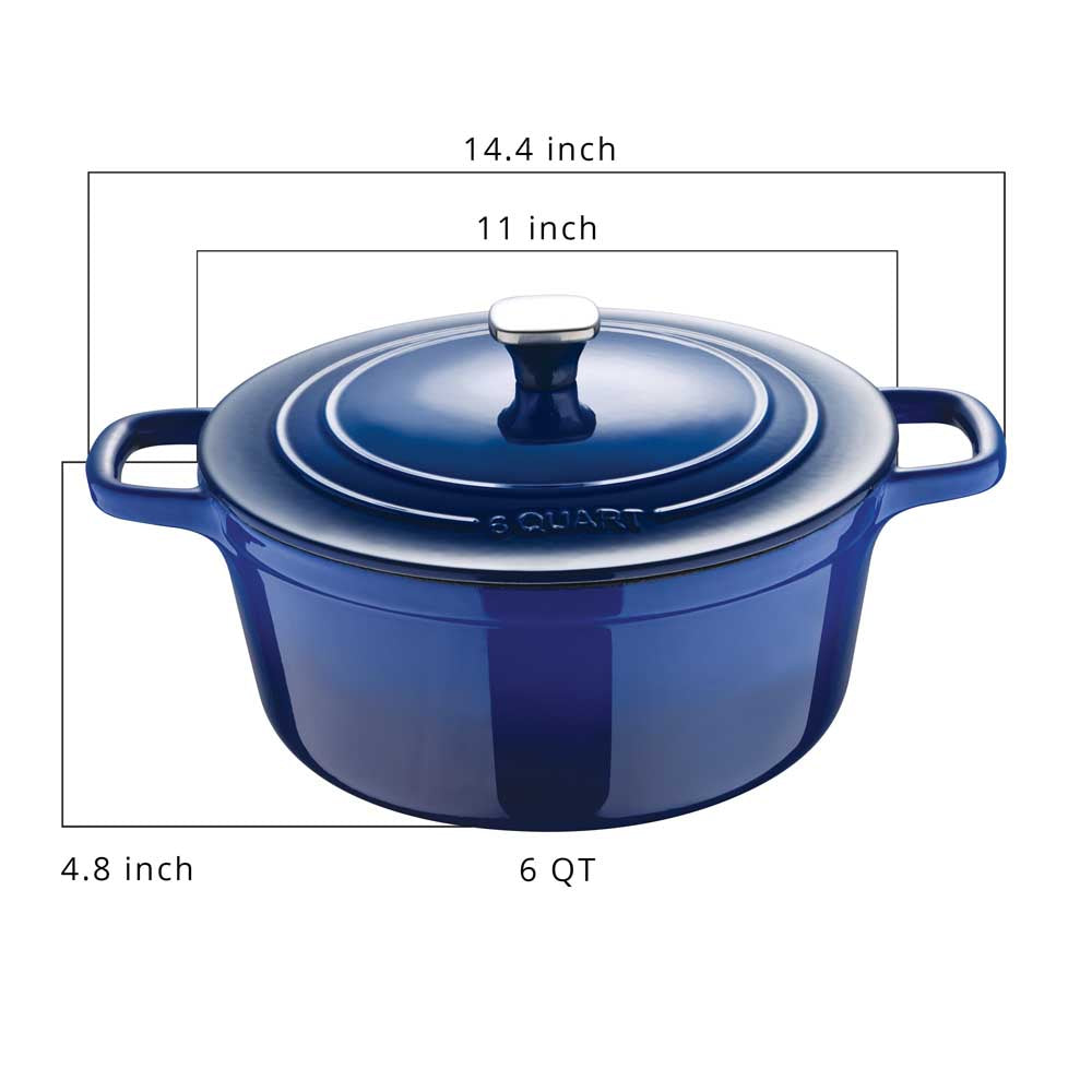 Legacy by MasterPRO - 6 Qt Legacy Enamel Cast Iron Dutch Oven, Blue