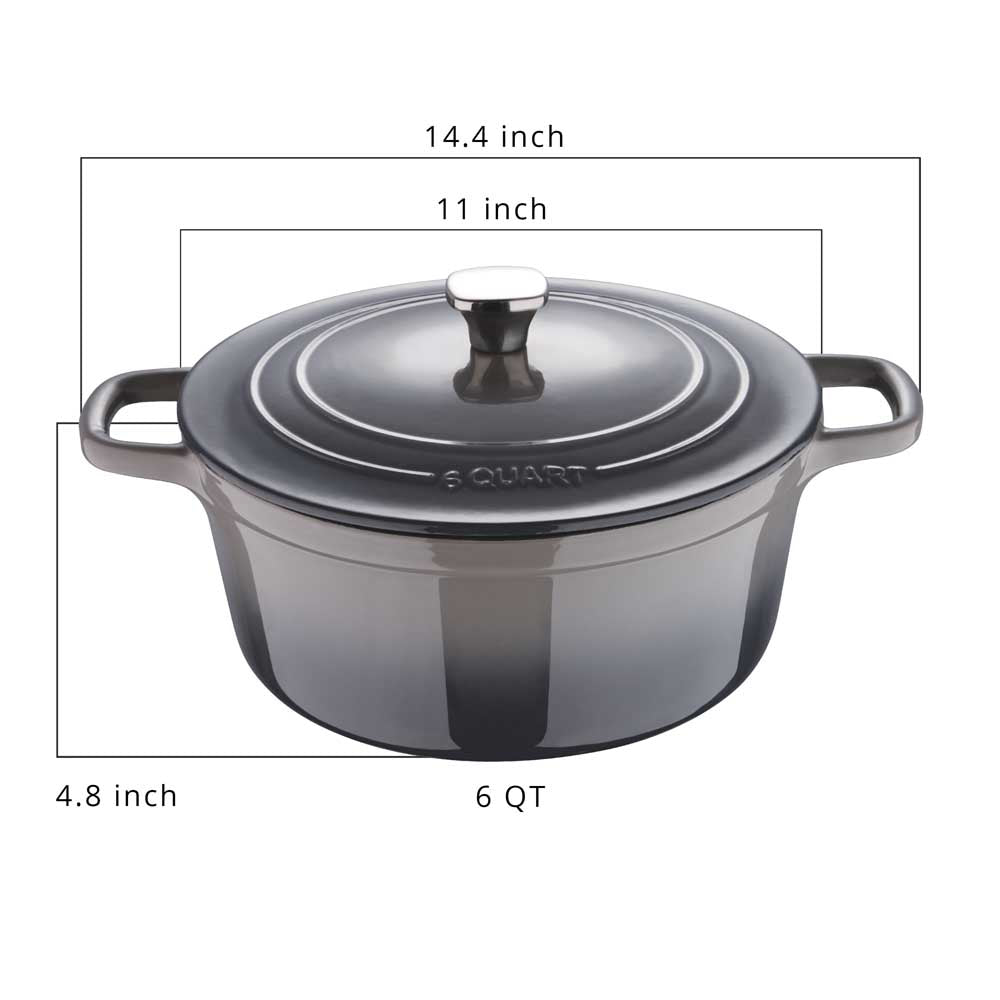 Cast Iron Dutch Oven with Lid-6 Quart Enamel Coated Pot for Oven