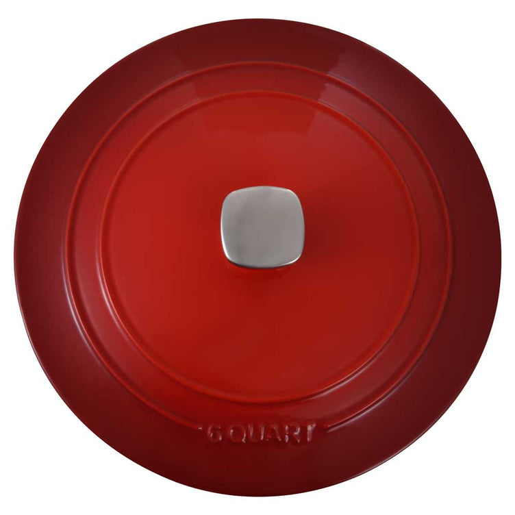 Legacy by MasterPRO - 6 Qt Legacy Enamel Cast Iron Dutch Oven with Self-Basting Lid and Ombre Design, 6 Quarts, Red