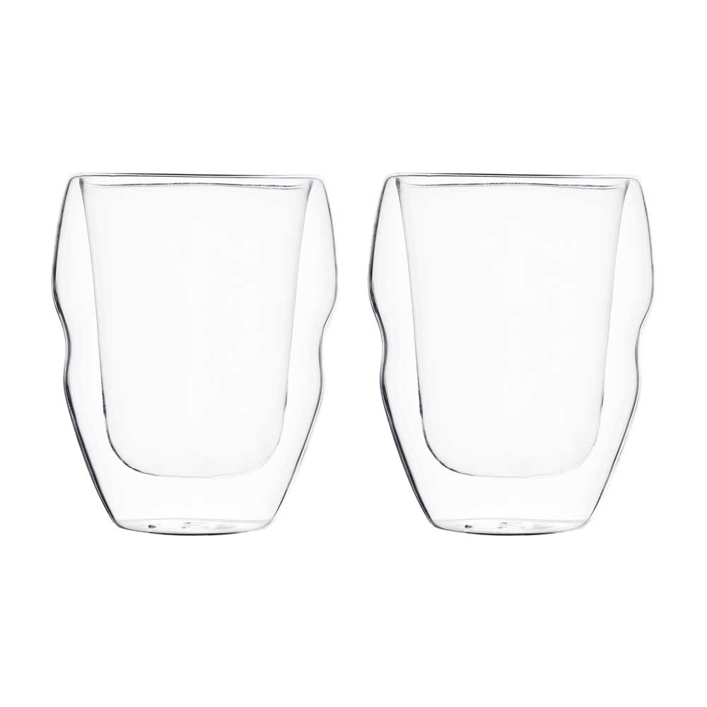 Mixology by MasterPRO - 12.85 Oz Double Wall Borosilicate Whiskey Glasses, Set of 2