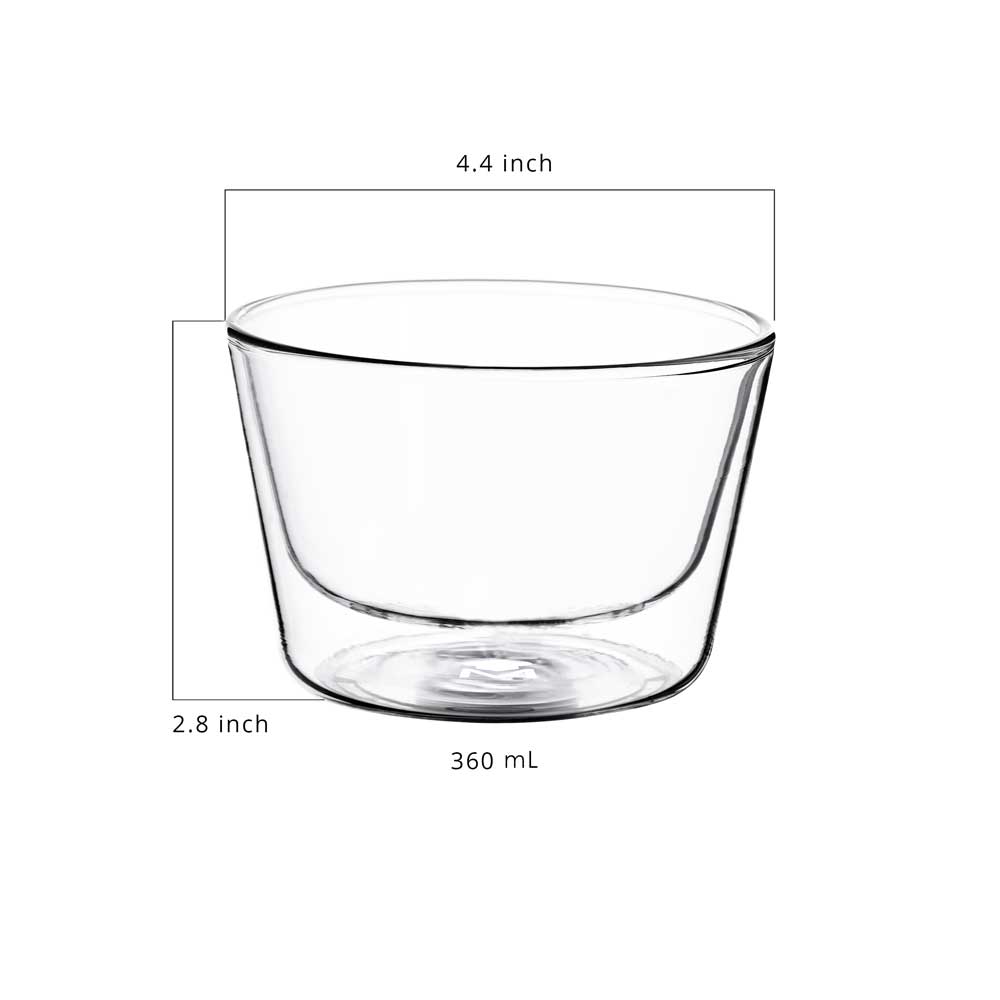 Mixology by MasterPRO - 12 Oz Double Wall Borosilicate Glass Snack Bowls, Set of 2