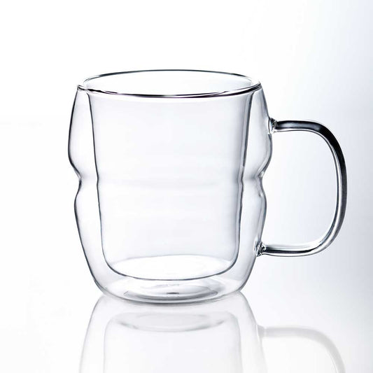 Mixology by MasterPRO - 15.2 Oz Double Wall Borosilicate Glass Coffee Mugs, Set of 2,